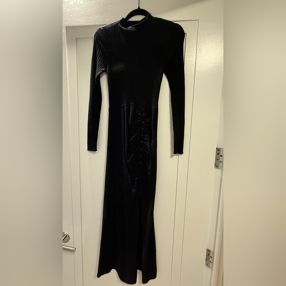 Sandro Black Long Sleeve Dress